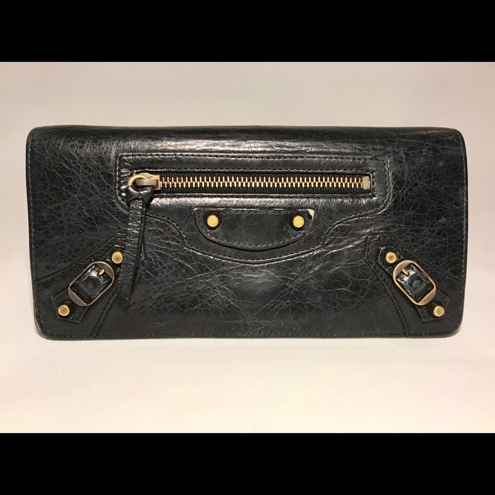 SOLD Balenciaga Classic Money Leather Wallet in Black